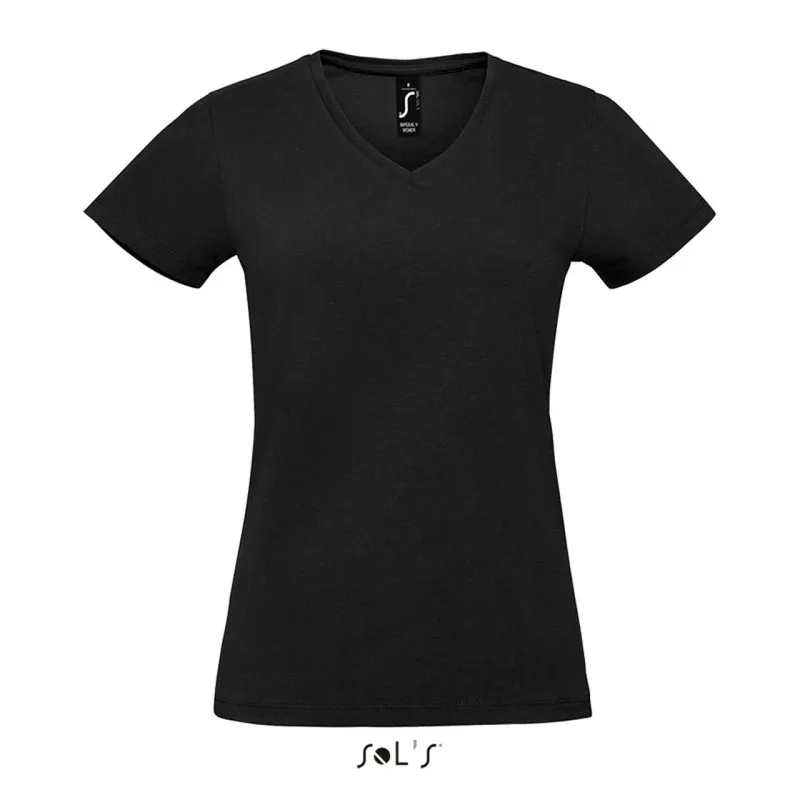 Tricou damă SOL'S Imperial V V-neck personalizat, negru