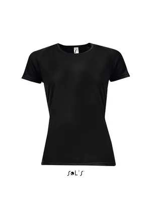 Tricou damă SOL'S Sporty Raglan Sleeved personalizat, negru
