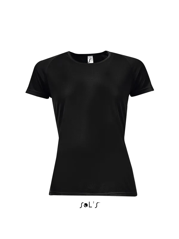 Tricou damă SOL'S Sporty Raglan Sleeved personalizat, negru