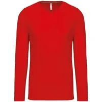Tricou cu mânecă lungă bărbați Kariban V-neck personalizat, roșu