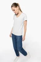 Tricou damă Kariban Short-sleeved V-neck personalizat, pe model