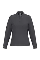Tricou polo damă iDeal Basic Pique Long-sleeves personalizat, gri