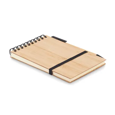 Set agendă A6 din bambus personalizat