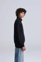 Bluză unisex Just Hoods Campus Full Zip Sweat personalizată, pe model
