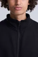 Bluză unisex Just Hoods Campus Full Zip Sweat personalizată, pe model