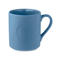 Cană ceramică mată cu nervuri 3 personalizată, albastru