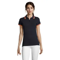PASADENA polo femei 200g personalizată, marină franceză/portocaliu neon