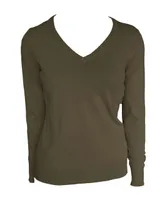 Bluză damă Legend Classics V-neck Fine Gauge Cotton Pullover personalizată, verde