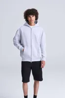 Bluză unisex Just Hoods Signature Heavyweight Zoodie personalizată, pe model