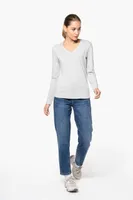 Tricou cu mânecă lungă damă Kariban V-neck personalizat, pe model