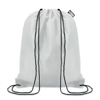 Sac cu cordon 190T RPET personalizat, alb