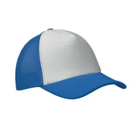 Șapcă trucker cu 5 panele personalizată, alb/albastru