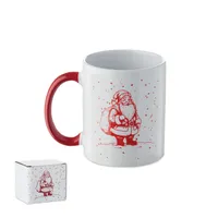 Cană ceramică sezonieră 300ml personalizată, alb/roșu