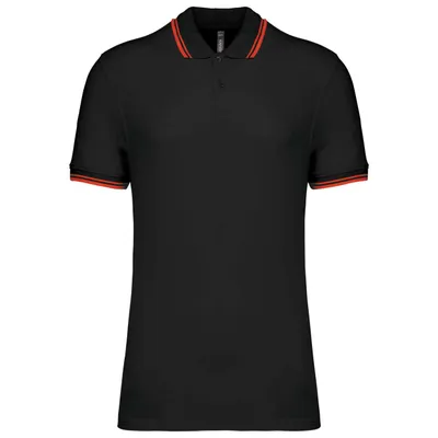 Tricou polo bărbați Kariban Short-sleeved Poloshirt With Contrasting Piping personalizat, negru