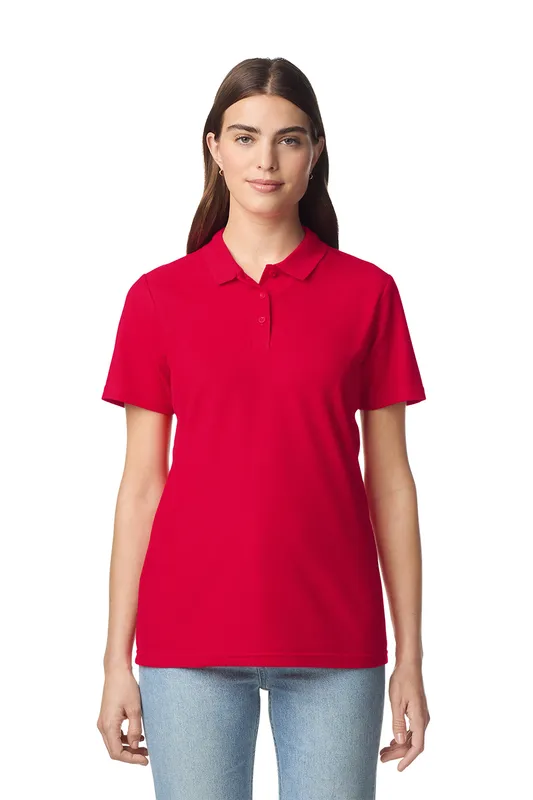 Tricou polo damă Gildan Softstyle™ Double Piqué personalizat, pe model