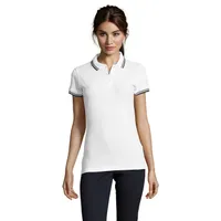 PASADENA polo femei 200g personalizată, alb/mare