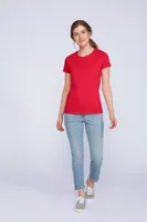 Tricou damă Gildan Premium Cotton® personalizat, pe model