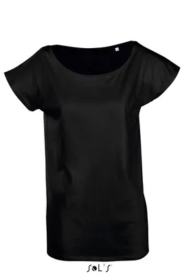 Tricou damă SOL'S Marylin Short Sleeve Long Kimono personalizat, negru