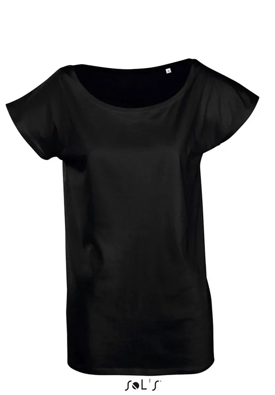 Tricou damă SOL'S Marylin Short Sleeve Long Kimono personalizat, negru