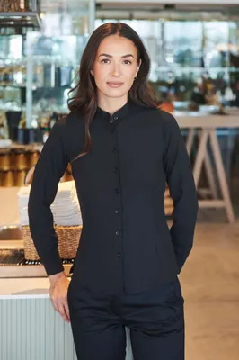 Cămașă damă Henbury Mandarin With Roll-tab Sleeve personalizată