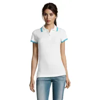 PASADENA polo femei 200g personalizată, white/aqua
