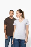 Tricou damă Kariban Short-sleeved V-neck personalizat, pe model