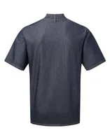 Jachetă unisex Premier Chef S Zip-close Short Sleeve personalizată, albastru