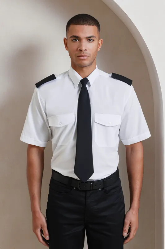 Cămașă bărbați Premier Short Sleeve Pilot personalizată, pe model