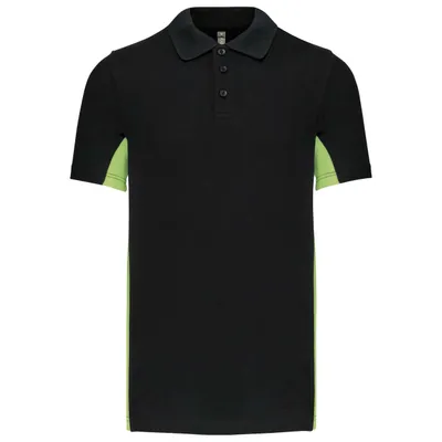 Tricou polo bărbați Kariban Flag Short-sleeved Two-tone personalizat, negru