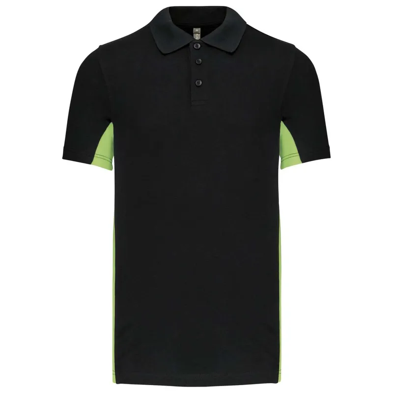 Tricou polo bărbați Kariban Flag Short-sleeved Two-tone personalizat, negru