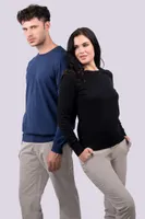Bluză damă Legend Classics Crew Neck Fine Gauge Cotton Pullover personalizată, pe model