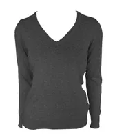 Bluză damă Legend Classics V-neck Fine Gauge Cotton Pullover personalizată, gri