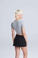 Tricou damă Just Ts Tri-blend Cropped T personalizat, pe model
