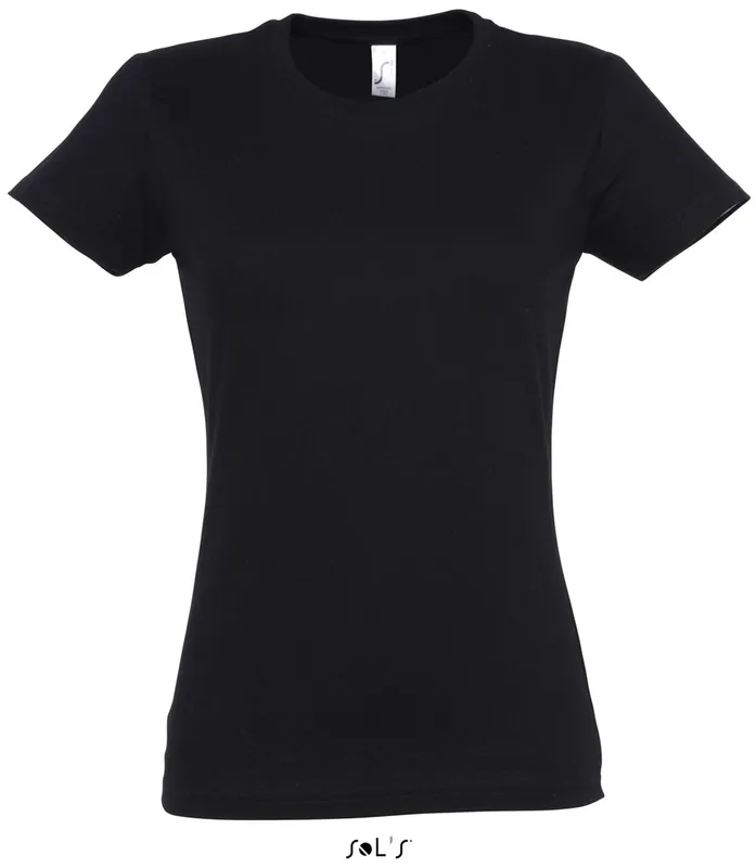 Tricou damă SOL'S Imperial Round Collar personalizat, negru