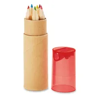 6 creioane în tub personalizat, roșu transparent