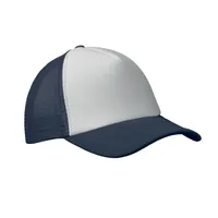 Șapcă trucker cu 5 panele personalizată, alb/albastru închis