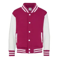 Jachetă copii Just Hoods Varsity personalizată, roz