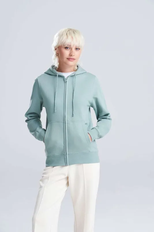 Bluză damă Just Hoods College Zoodie personalizată, pe model