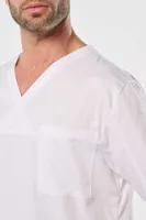 unisex Designed To Work Short Sleeve Cotton Tunic personalizat, pe model