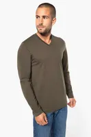 Tricou cu mânecă lungă bărbați Kariban V-neck personalizat, pe model