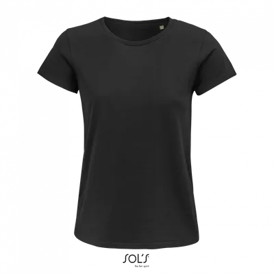 Tricou damă SOL'S Crusader Round-neck Fitted Jersey personalizat, negru