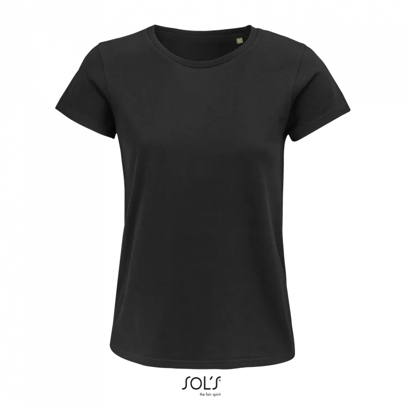 Tricou damă SOL'S Crusader Round-neck Fitted Jersey personalizat, negru