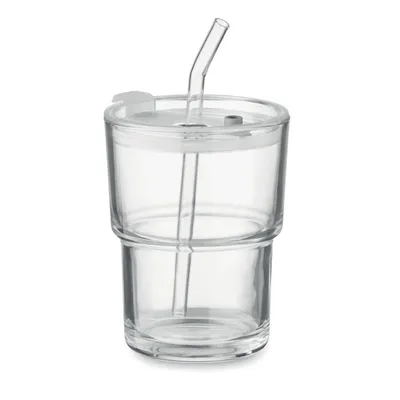Pahar de sticlă cu pai 400ml personalizat
