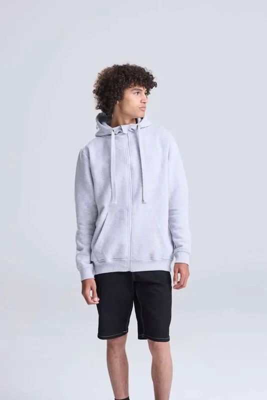 Bluză unisex Just Hoods Graduate Heavyweight Zoodie personalizată, pe model