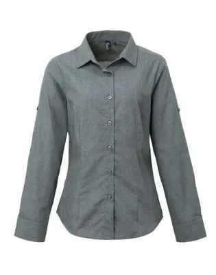 Cămașă damă Premier Cross-dye Roll Sleeve Poplin Bar personalizată