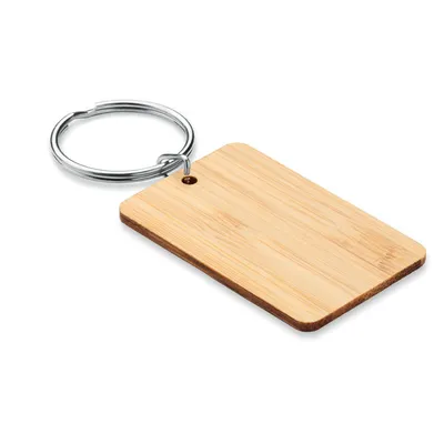 Breloc dreptunghiular din bambu personalizat