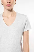 Tricou damă Kariban Short-sleeved V-neck personalizat, pe model