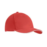Șapcă baseball cu 6p 270gr personalizată, alb/roșu