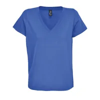 Tricou damă SOL'S Regent V V-neck personalizat, albastru