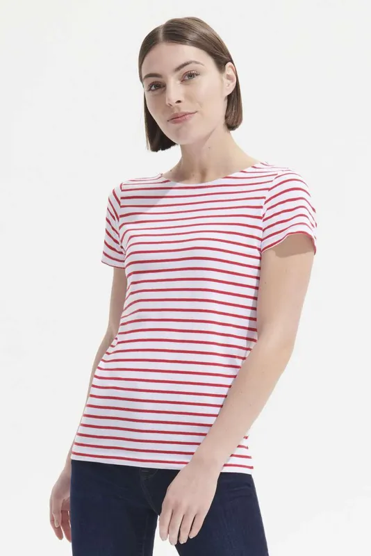 Tricou damă SOL'S Miles Round Neck Striped